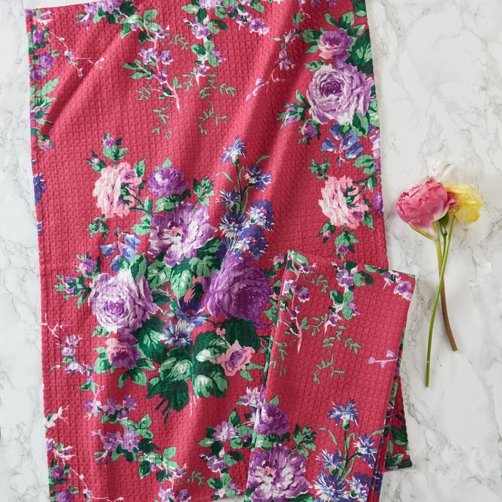 April Cornell Tea Towels Set/2 Cottage Rose NWT